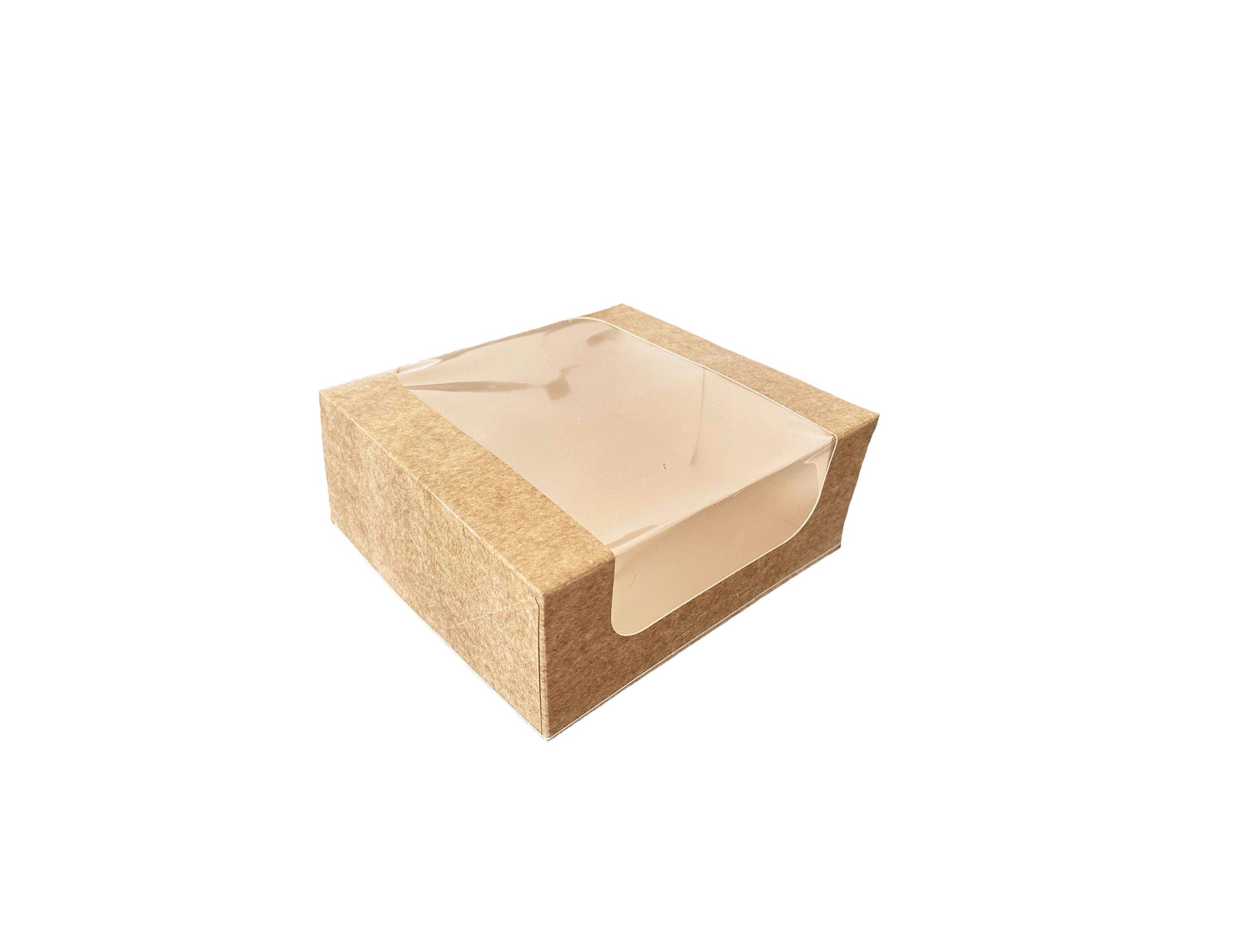 Cutii carton natur cu fereastra pentru prajituri 24 x 24 x H 10 cm, 25 buc/set